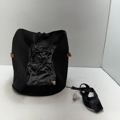 Large Black Round Fabric Box Storage Bag Clear Window & Shoulder Strap Travel