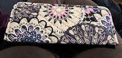 Vera Bradley Mimosa Medallion Flat Iron Curling Iron Travel Holder Black Purple