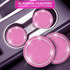 EcoNour Car Cup Coasters (2 Pack) with Pink Push Coaster With Ring