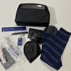 TUMI for Delta Toiletry Pouch Travel Case Black Nylon Face Mask Socks & More