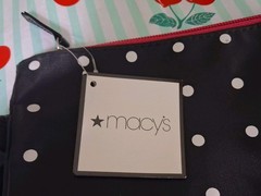 Macys Travel Bag, Wash Me Wear Me, Dual Sided Sorter, Zip, Black Polka Dot, NWT