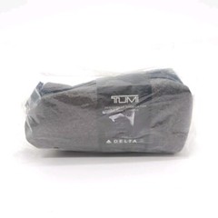 TUMI For Delta Small Gray Canvas Zip Up Cosmetic Travel Makeup Toiletry Bag New