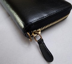 Vintage Mark and Graham Leather Zip Around Wallet, Cardholder, Black