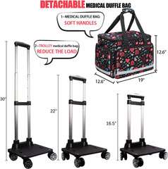 Medical Bag Rolling Roller Bag Trolley Duffel Nurses EMT CNA RN Empty for Fir…