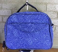 Unbranded Set Of Three Blue Quilted Cotton Polyester Travel/Overnight Bags NWOT