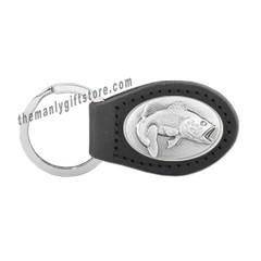 Largemouth Bass fish Leather Concho Key Fob black keychain