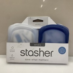 Stasher Reusable Silicone Travel Accessories Bag Pocket Set – 2pk