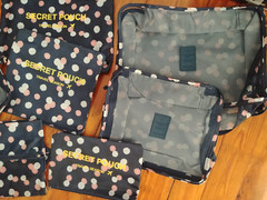 New Travel Season 7 Piece Secret Pouch Waterproof Navy Daisy Luggage Organizer