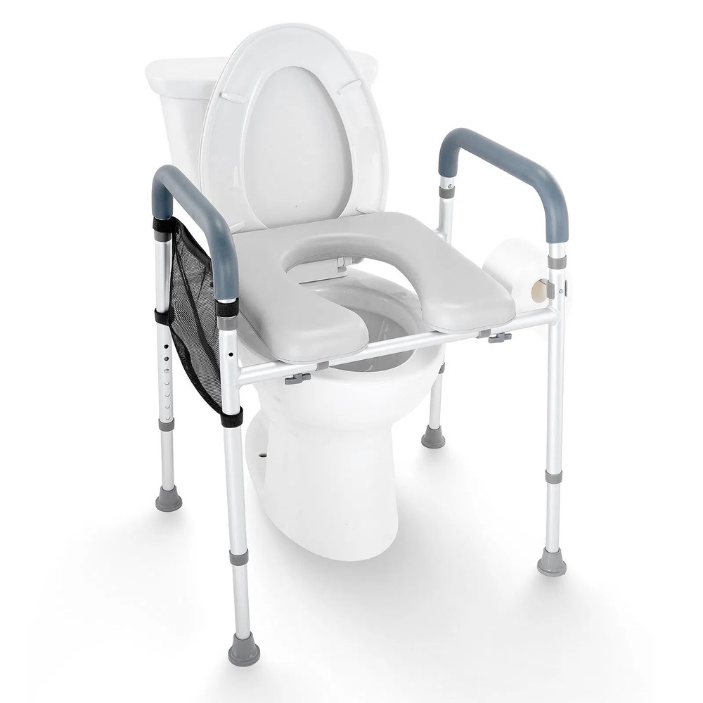 Raised Toilet Seat, 7-Position Height Adjustment 19.3&Prime; – 25.2&Prime;, 350lbs Weight Ca