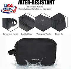 Travel Toiletry Bag for Men, Water-Resistant Dopp Kit, Black