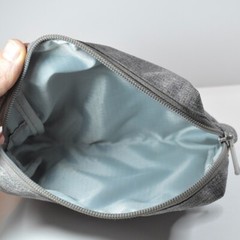 Inareck Gray Nylon Zipper Pouch 8&Prime; x 6&Prime; Makeup Bag, Travel Pouch