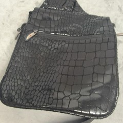 Travelon Black Faux Croc Crossbody Shoulder Bag Travel Organizer Purse Y2K