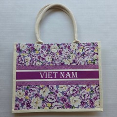 Vietnam Eco Friendly Reusable Lavender Flowers Tote Bag – 14.5&Prime; x 12&Prime; x 6&Prime;