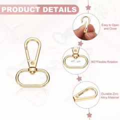 14pcs Quick Release Hooks 1&Prime; Gold, For Car/Truck