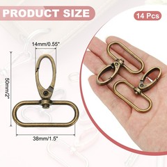 14 Pcs Swivel Key Hooks, 1-1/2&Prime; Metallic Keychain, Bronze