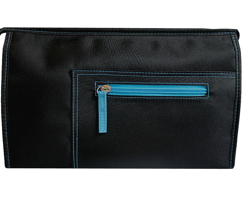 Black / Blue Toiletbag – Richard Jäger – Flat Cosmetic Bag Size M Toiletry Bag