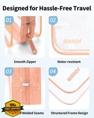 WANDF TSA Toiletry Bag Lotus Pink Pack of 2