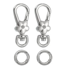 2pcs Lobster Quick Hooks with Ring, for Metal Flower, Silver