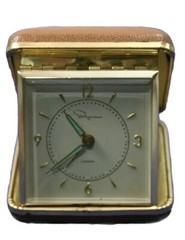 Vintage Ingraham Luminous (glow in the dark) Folding Travel Wind Up Alarm Clock