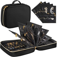 Vutlue Travel Jewelry Case Organizer for Women 5 Removable Zipper Pages