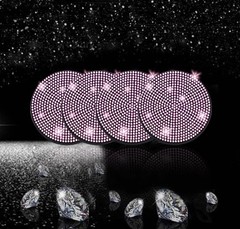 NBTEPEM 4pcs Bling Car Cup Holder Coaster, 2.75 inch Anti-Slip 4 pcs, Pink