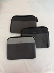 Tumi Travel Pouch Set Toiletry Make Up Zip Bag Gray Cosmetic Bag Amenity Delta