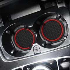 Mandark 4PCS Car Cup Holder Coasters, 2.75 Inch Non-Slip 4PCS, Black/Red
