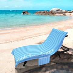 Personalised Blue Stripes – Full Length Sun Lounger Towel with Pockets