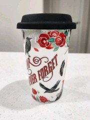 OwlCrate Nevernight Ceramic Travel Coffee Mug Cup And Silicone Lid Exclusive