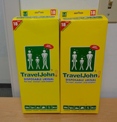 Lot of 2 Traveljohn 66892 18-Pack Disposable Urinals