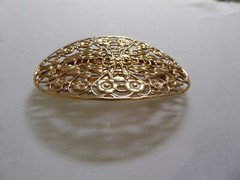 Made In France Gold Tone Flowers Hair Clip Barrette 3&Prime;
