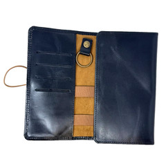 Black Genuine Leather Multipurpose Elastic Organizer Roll Travel EDC Pouch