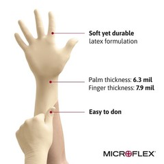 Microflex Diamond Grip MF-300 Disposable Latex Gloves Extra Small, Natural