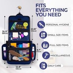 Large Hanging Travel Toiletry Bag with Shoulder Strap