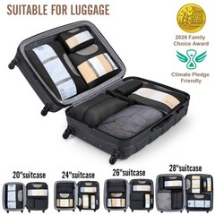 Veken 10 Set Packing Cubes For Travel Essentialsanti-Wrinkle Buckled Suitcase