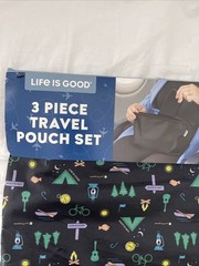 Life Is Good 3 Pc Travel Pouch Set Packing Cubes Zipper Bag Camping Hiking
