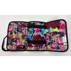 Thirty One Jewelry Travel Organizer Makeup Gray Floral Ribbon Tie Portable Wrap