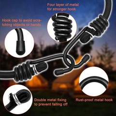 Heavy Duty Bungee Cords with 2"x4"x6"x8"x10", Black