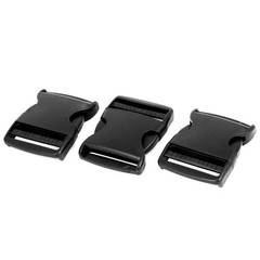 3Pcs 2&Prime; Wide Webbing Strap Plastic Curved Clasp Side Release Buckle Black