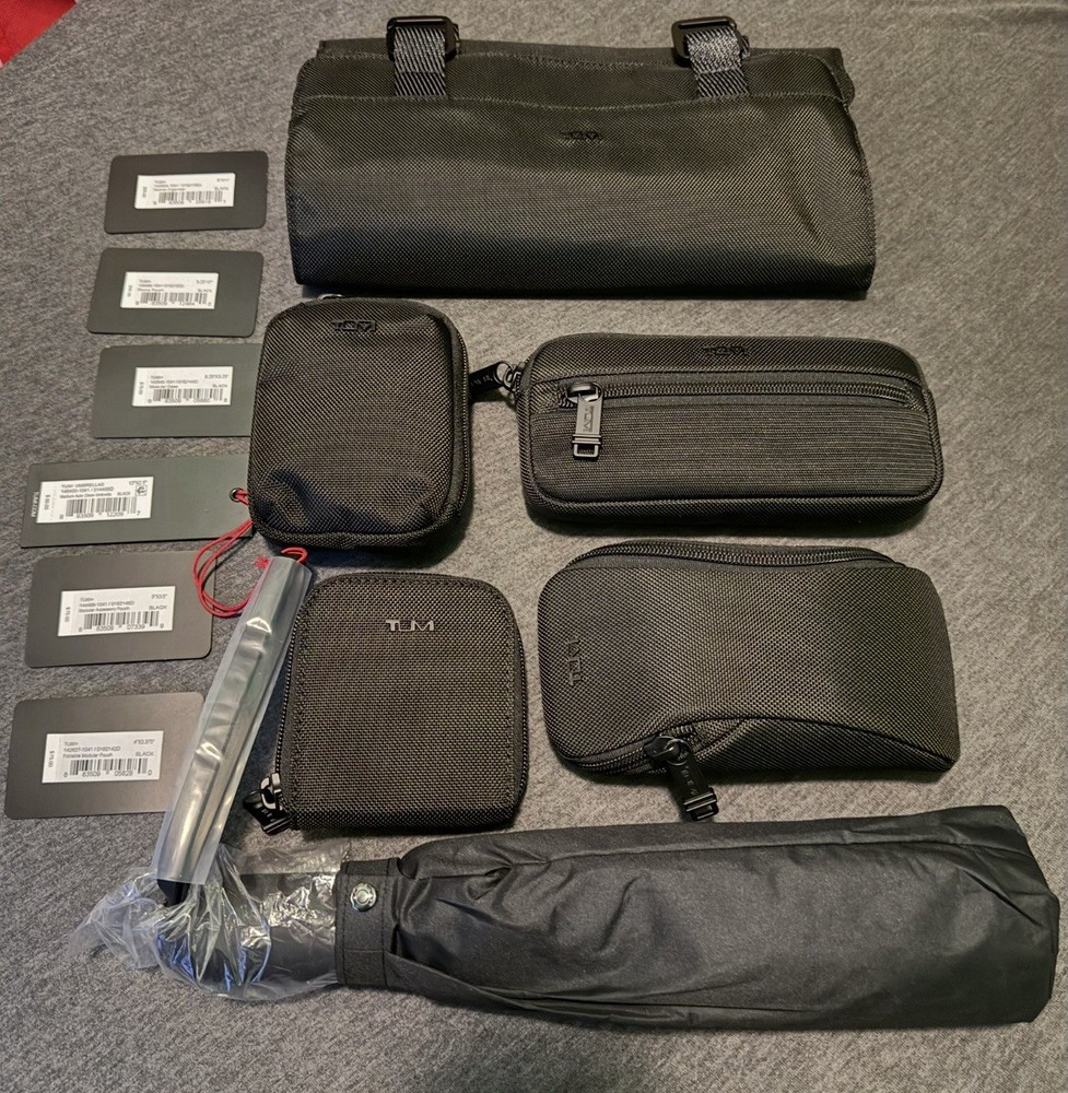 TUMI+ Accessories Set Bundle Set of Six Travel Accessories in Black