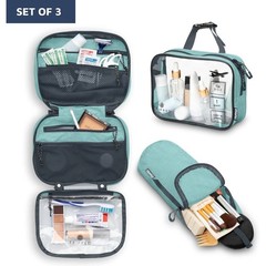 Travel Gear 3-Piece Hanging Travel Toiletry Bag Set with TSA Pouch, Dusty Teal