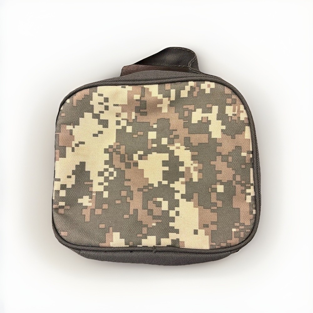 Travel Accessory Case for electronic essentials in brown/army green camo pattern