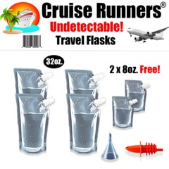 Cruise Ship Flask Kit Rum Runner Alcohol Liquor Smuggle Sneak Booze Bags Plastic
