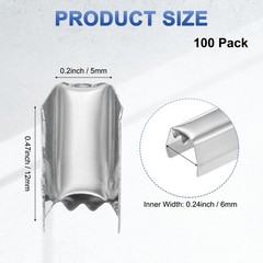 100 Crimp Caps 12x5mm for DIY, Silver