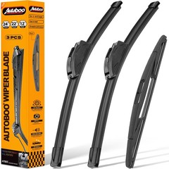 24&Prime;+22&Prime; Windshield Wipers with 12&Prime; Rear Wiper Blade Replacement for Ford Flex…