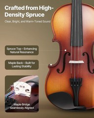 Violin 4/4 Full Size for Adults, Violin Fiddle Set for Beginners Student with Ha