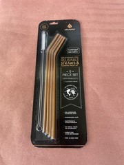 Manna Stainless Steel Reusable Drinking Straws and Cleaning Brush 5 Piece Set