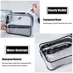TSA Approved Toiletry Bag, 3 Pcs Clear Toiletries Bags Quart