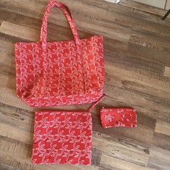 Red Starfish Insulated Bag With Sunglasses Pouch And Make Up Pouch Beach Sun