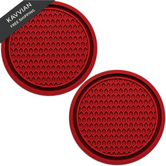 MEAJOO 2PCS Car Cup Holder Coaster, Universal Auto Non-Slip 2 pcs, Red